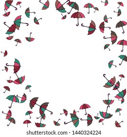 Pretty summer background with umbrellas. Umbrellas In Cartoon Free Style. Pattern Art Illustration Vector
