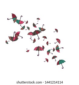 Pretty summer background with umbrellas. Umbrellas In Cartoon Free Style. Pattern Art Illustration Vector
