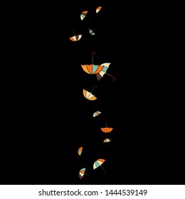 Pretty summer background with umbrellas. Umbrellas In Cartoon Free Style. Pattern Art Illustration Vector

