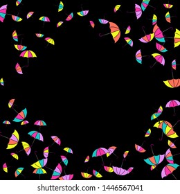 Pretty summer background with umbrellas. Umbrellas In Cartoon Free Style. Pattern Art Illustration Vector
