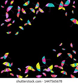 Pretty summer background with umbrellas. Umbrellas In Cartoon Free Style. Pattern Art Illustration Vector
