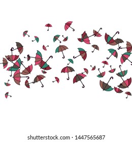 Pretty summer background with umbrellas. Umbrellas In Cartoon Free Style. Pattern Art Illustration Vector
