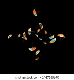 Pretty summer background with umbrellas. Umbrellas In Cartoon Free Style. Pattern Art Illustration Vector
