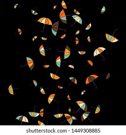 Pretty summer background with umbrellas. Umbrellas In Cartoon Free Style. Pattern Art Illustration Vector