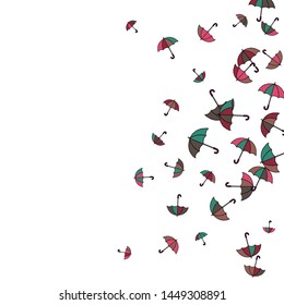 Pretty summer background with umbrellas. Umbrellas In Cartoon Free Style. Pattern Art Illustration Vector