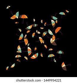 Pretty summer background with umbrellas. Umbrellas In Cartoon Free Style. Pattern Art Illustration Vector
