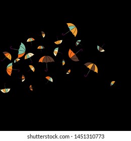 Pretty summer background with umbrellas. Umbrellas In Cartoon Free Style. Pattern Art Illustration Vector