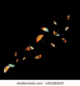 Pretty summer background with umbrellas. Umbrellas In Cartoon Free Style. Pattern Art Illustration Vector