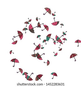 Pretty summer background with umbrellas. Umbrellas In Cartoon Free Style. Pattern Art Illustration Vector
