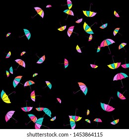 Pretty summer background with umbrellas. Umbrellas In Cartoon Free Style. Pattern Art Illustration Vector