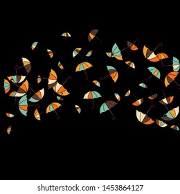 Pretty summer background with umbrellas. Umbrellas In Cartoon Free Style. Pattern Art Illustration Vector