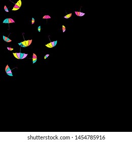 Pretty summer background with umbrellas. Umbrellas In Cartoon Free Style. Pattern Art Illustration Vector