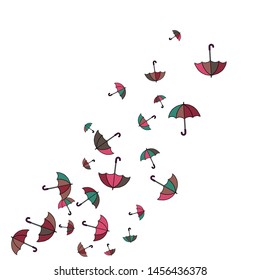 Pretty summer background with umbrellas. Umbrellas In Cartoon Free Style. Pattern Art Illustration Vector
