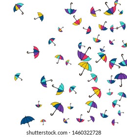 Pretty summer background with umbrellas. Umbrellas In Cartoon Free Style. Pattern Art Illustration Vector

