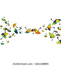 Pretty summer background with umbrellas. Umbrellas In Cartoon Free Style. Pattern Art Illustration Vector
