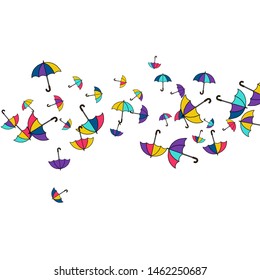 Pretty summer background with umbrellas. Umbrellas In Cartoon Free Style. Pattern Art Illustration Vector

