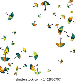 Pretty summer background with umbrellas. Umbrellas In Cartoon Free Style. Pattern Art Illustration Vector
