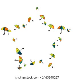 Pretty summer background with umbrellas. Umbrellas In Cartoon Free Style. Pattern Art Illustration Vector
