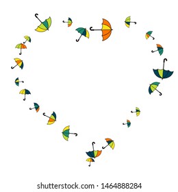Pretty summer background with umbrellas. Umbrellas In Cartoon Free Style. Pattern Art Illustration Vector
