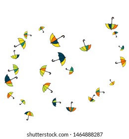 Pretty summer background with umbrellas. Umbrellas In Cartoon Free Style. Pattern Art Illustration Vector
