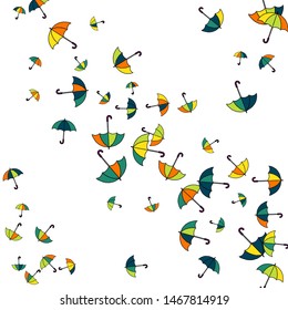 Pretty summer background with umbrellas. Umbrellas In Cartoon Free Style. Pattern Art Illustration Vector
