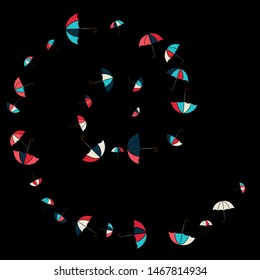 Pretty summer background with umbrellas. Umbrellas In Cartoon Free Style. Pattern Art Illustration Vector
