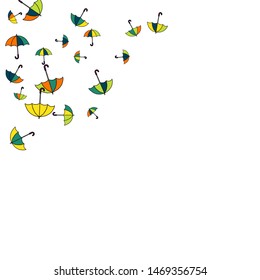 Pretty summer background with umbrellas. Umbrellas In Cartoon Free Style. Pattern Art Illustration Vector
