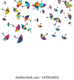 Pretty summer background with umbrellas. Umbrellas In Cartoon Free Style. Pattern Art Illustration Vector
