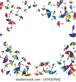 Pretty summer background with umbrellas. Umbrellas In Cartoon Free Style. Pattern Art Illustration Vector
