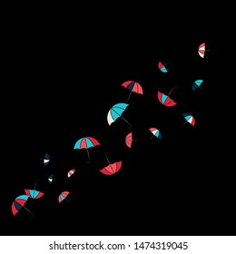 Pretty summer background with umbrellas. Umbrellas In Cartoon Free Style. Pattern Art Illustration Vector
