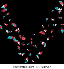Pretty summer background with umbrellas. Umbrellas In Cartoon Free Style. Pattern Art Illustration Vector
