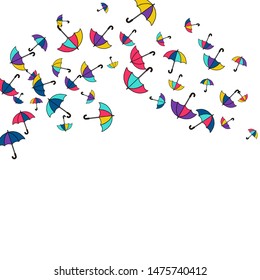 Pretty summer background with umbrellas. Umbrellas In Cartoon Free Style. Pattern Art Illustration Vector
