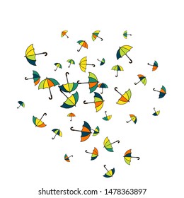 Pretty summer background with umbrellas. Umbrellas In Cartoon Free Style. Pattern Art Illustration Vector

