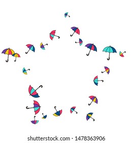 Pretty summer background with umbrellas. Umbrellas In Cartoon Free Style. Pattern Art Illustration Vector
