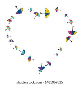 Pretty summer background with umbrellas. Umbrellas In Cartoon Free Style. Pattern Art Illustration Vector
