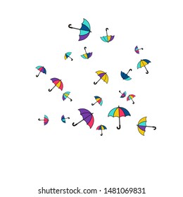 Pretty summer background with umbrellas. Umbrellas In Cartoon Free Style. Pattern Art Illustration Vector
