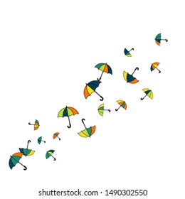 Pretty summer background with umbrellas. Umbrellas In Cartoon Free Style. Pattern Art Illustration Vector
