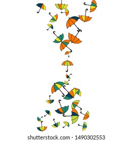 Pretty summer background with umbrellas. Umbrellas In Cartoon Free Style. Pattern Art Illustration Vector
