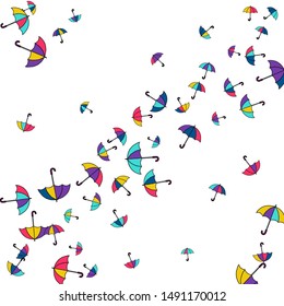 Pretty summer background with umbrellas. Umbrellas In Cartoon Free Style. Pattern Art Illustration Vector
