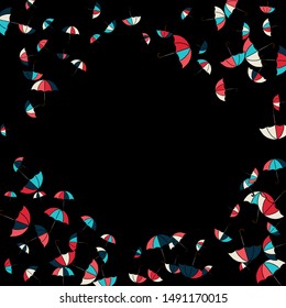 Pretty summer background with umbrellas. Umbrellas In Cartoon Free Style. Pattern Art Illustration Vector
