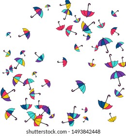 Pretty summer background with umbrellas. Umbrellas In Cartoon Free Style. Pattern Art Illustration Vector
