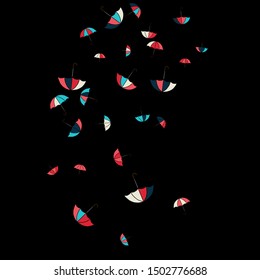 Pretty summer background with umbrellas. Umbrellas In Cartoon Free Style. Pattern Art Illustration Vector
