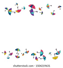 Pretty summer background with umbrellas. Umbrellas In Cartoon Free Style. Pattern Art Illustration Vector
