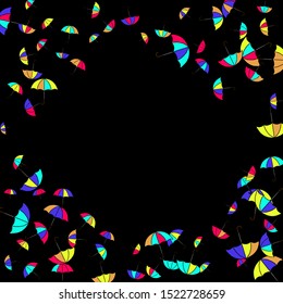 Pretty summer background with umbrellas. Umbrellas In Cartoon Free Style. Pattern Art Illustration Vector