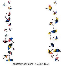 Pretty summer background with umbrellas. Umbrellas In Cartoon Free Style. Pattern Art Illustration Vector