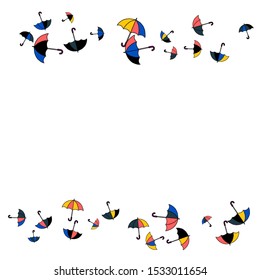 Pretty summer background with umbrellas. Umbrellas In Cartoon Free Style. Pattern Art Illustration Vector