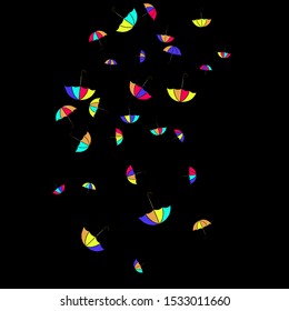 Pretty summer background with umbrellas. Umbrellas In Cartoon Free Style. Pattern Art Illustration Vector