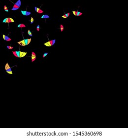 Pretty summer background with umbrellas. Umbrellas In Cartoon Free Style. Pattern Art Illustration Vector
