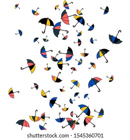 Pretty summer background with umbrellas. Umbrellas In Cartoon Free Style. Pattern Art Illustration Vector