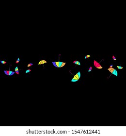 Pretty summer background with umbrellas. Umbrellas In Cartoon Free Style. Pattern Art Illustration Vector
